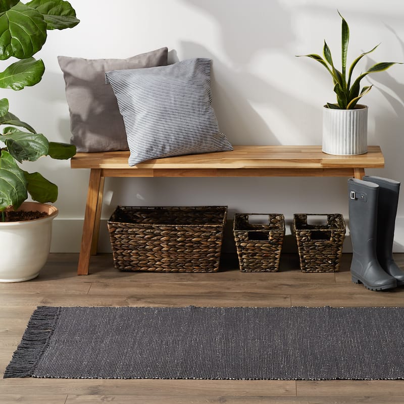 DII Gray and Off White 2-Tone Ribbed Rug 2x3 Ft - 24.0 In. L X 36.0 In. W X 0.2 In. H