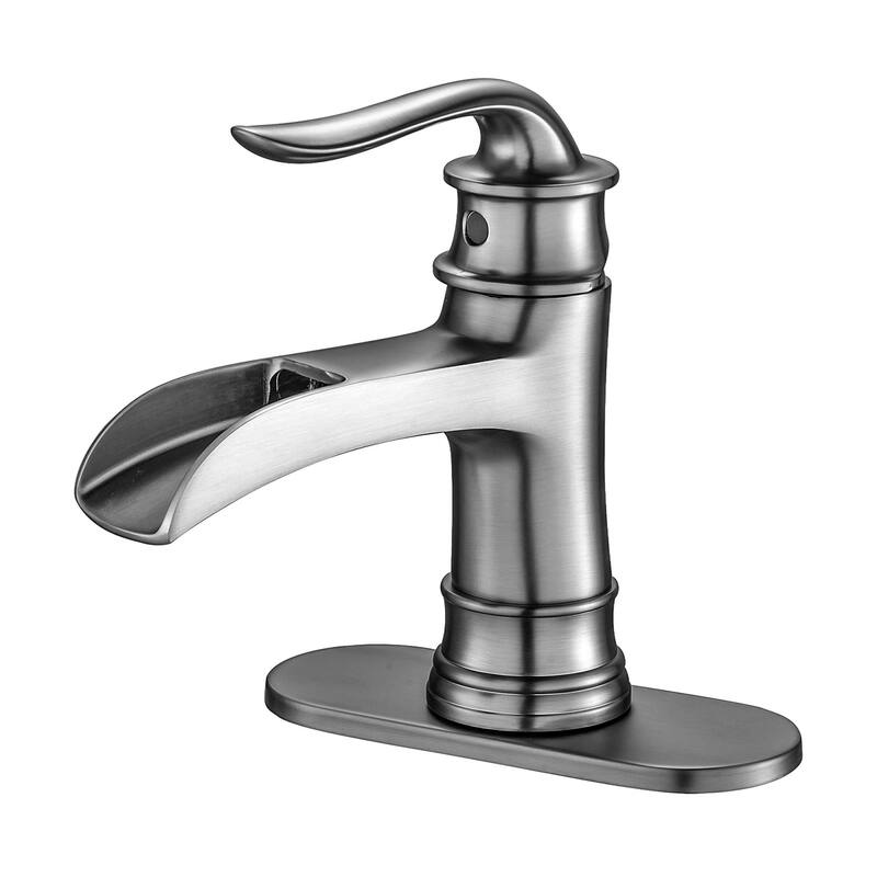 Bathroom Faucet Waterfall Single Handle Vessel Sink Faucet Deck Mount Black Vanity Faucets