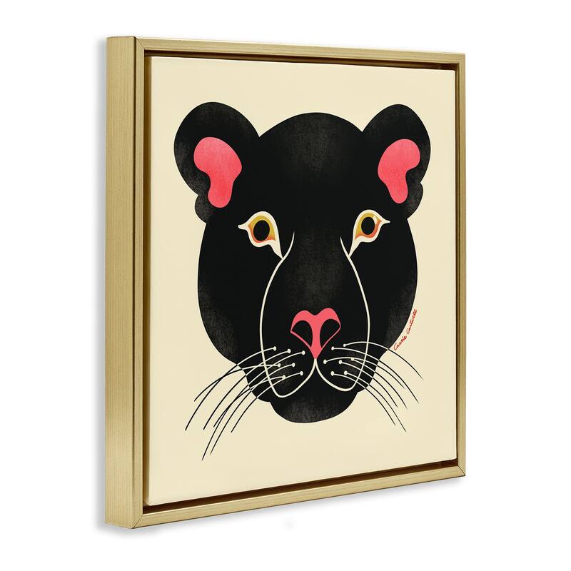 Stupell Minimal Wild Panther Face Framed Floater Canvas Wall Art Design By Carrie Cantwell