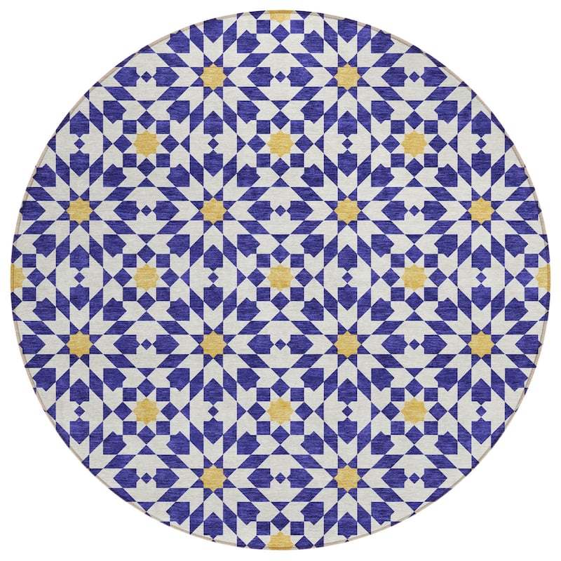 HomeRoots Floral Medallion Transitional Rectangle Outdoor Rug