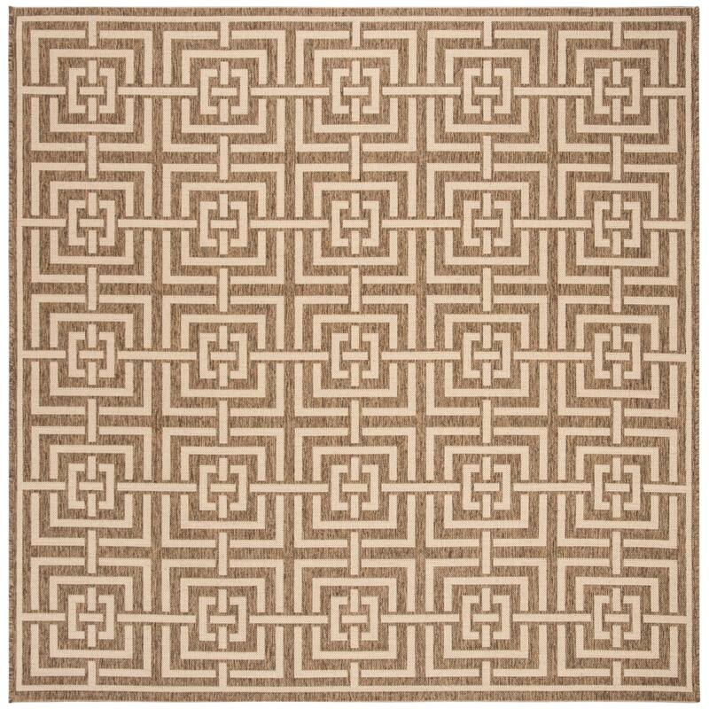 SAFAVIEH Beach House Eliverta Indoor/ Outdoor Waterproof Patio Backyard Rug - 6'7" Square - Beige/Cream