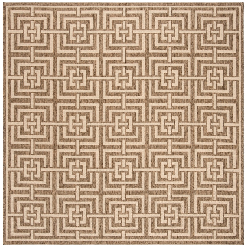 SAFAVIEH Linden Darla Indoor/ Outdoor Waterproof Patio Backyard Rug - 6'7" Square - Beige/Cream