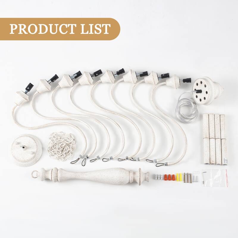 8-Light Vintage Candlestick Hanging Chandelier Lighting for Kitchen Island