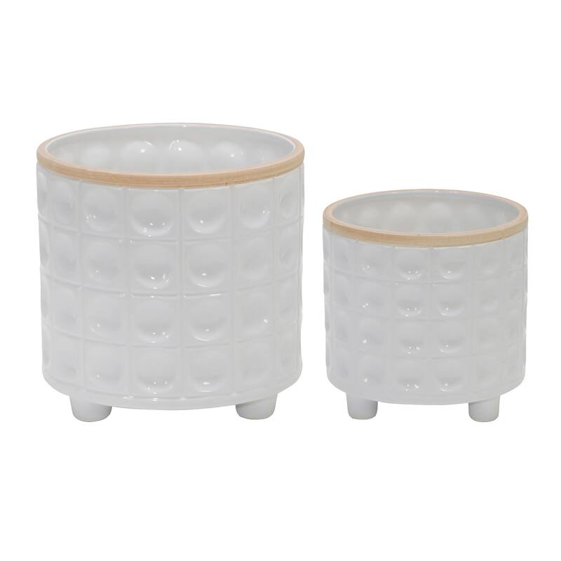 Sagebrook Home Modern Abstract Footed Ceramic Planter Set of 2