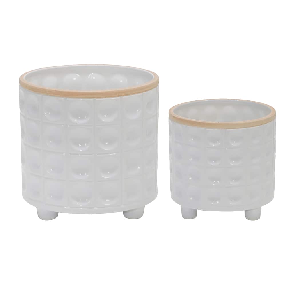Sagebrook Home Modern Abstract Footed Ceramic Planter Set of 2