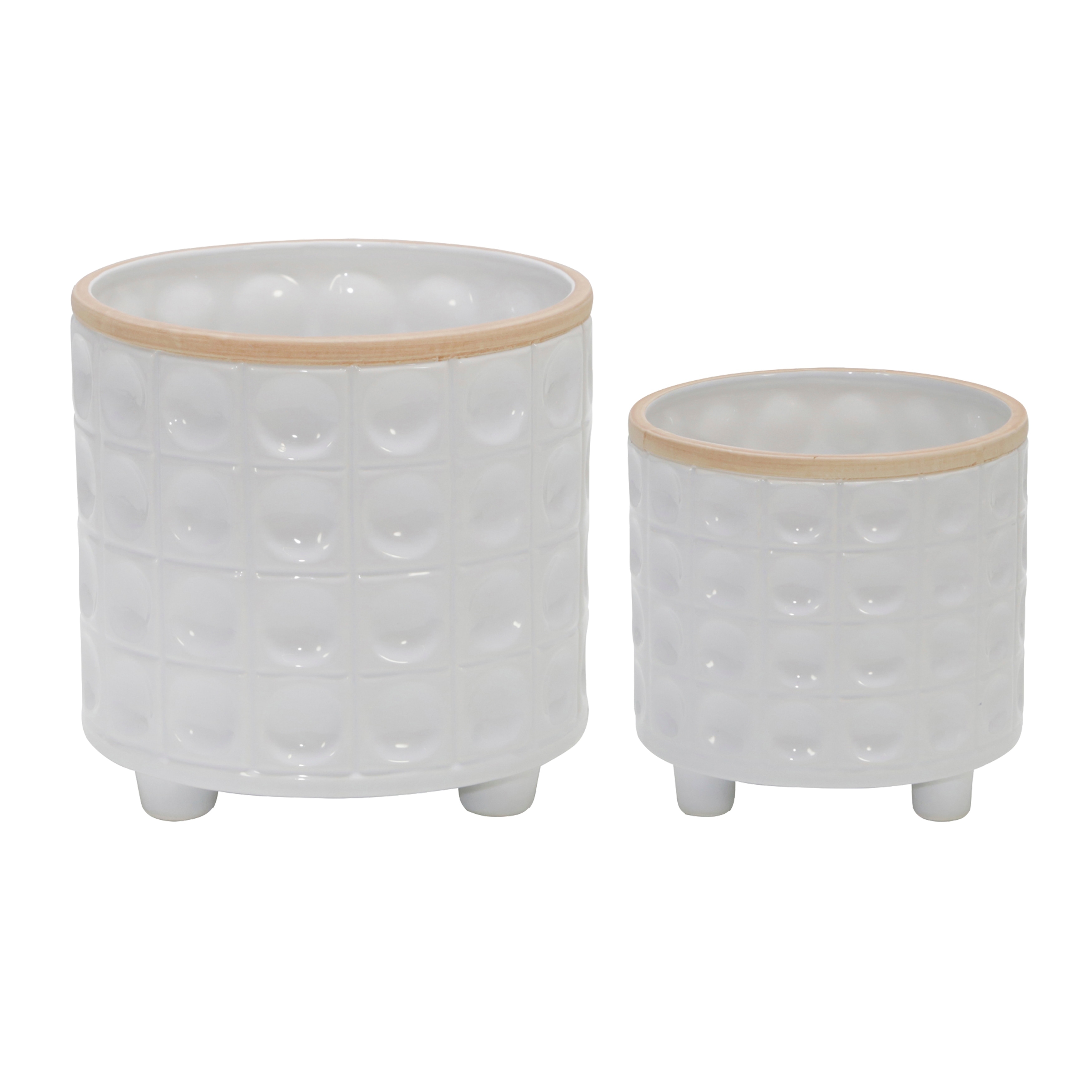 Ceramic Patterned Footed Planter - Set of 2 - 6" - 8"