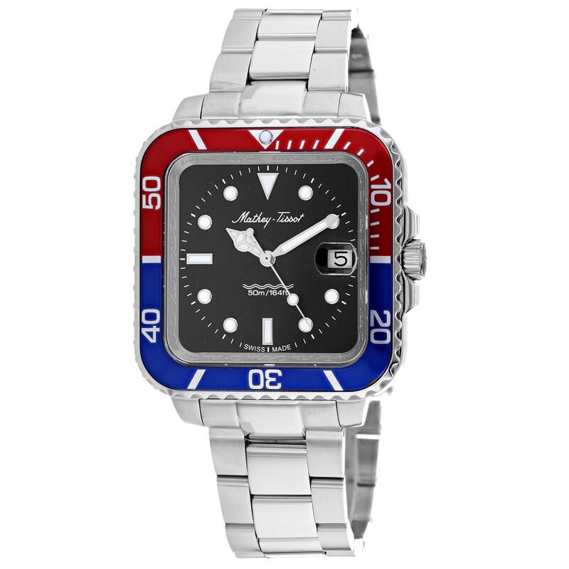 Mathey Tissot Men's Vintage Square Black Dial Watch - H902QAR - One Size