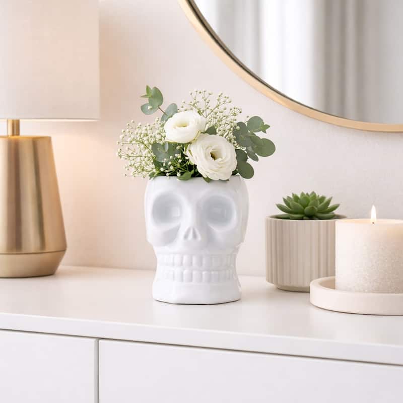 Decorative Ceramic Skull Table Vase