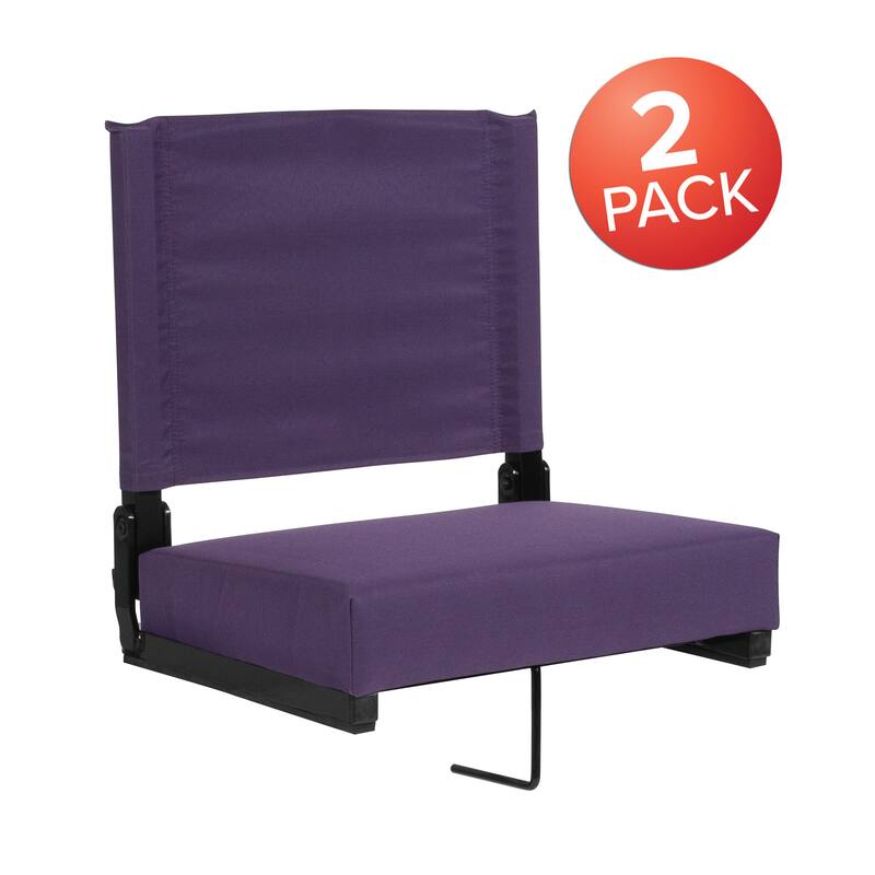 2 Pack 500 lb. Rated Lightweight Stadium Chair-Handle-Padded Seat