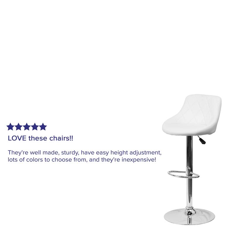 Diamond Pattern Vinyl Bucket Seat Adjustable Barstool - 18.5"W x 19"D x 33.25" - 41.75"H