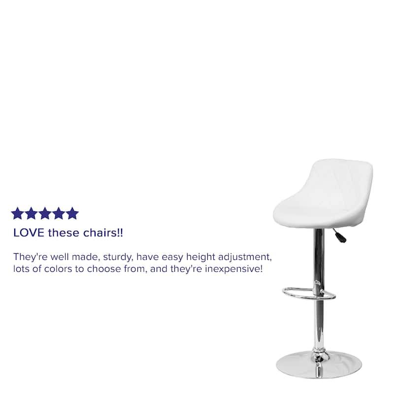 Vinyl Bucket Seat Adjustable Diamond Back Barstool (Set of 2) - 18.50"W x 19"D x 33.25" - 41.75"H