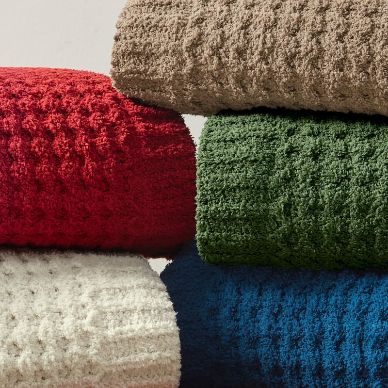 Madison Park Eden Waffle Knit Chenille Throw 50x60"
