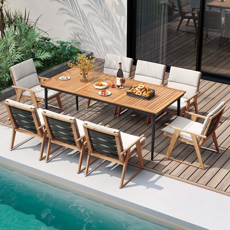 Costway 79" Outdoor Dining Table for 8 Acacia Wood Patio Table with - See Details