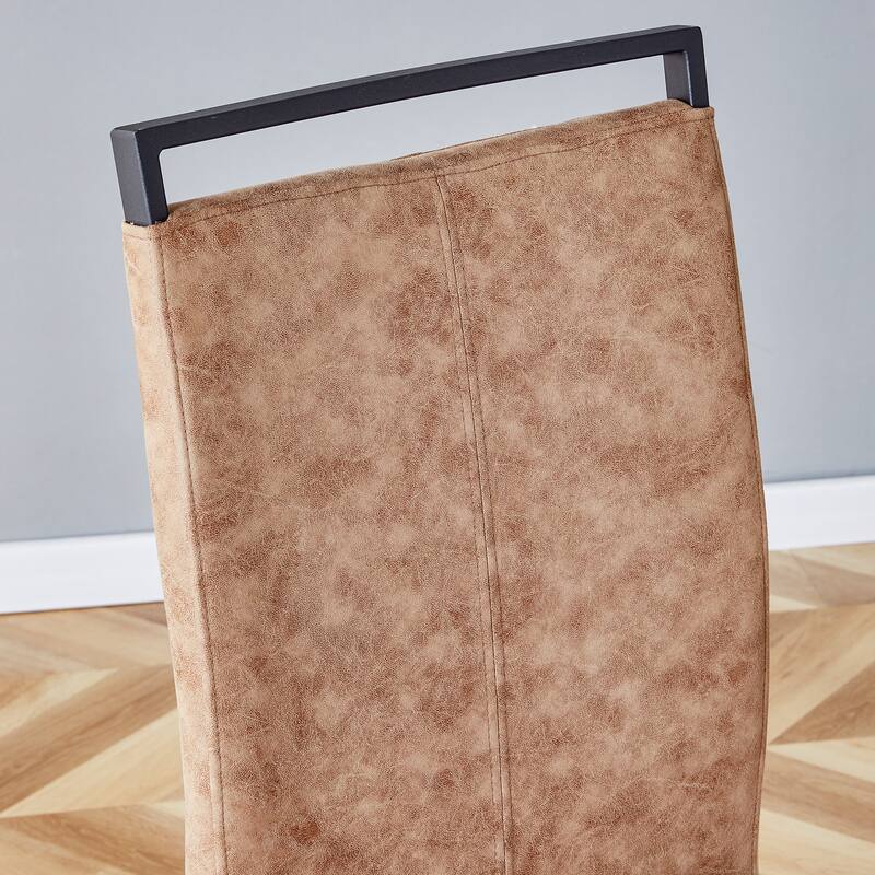 Set of 4 Modern Dining Chairs, Technology cloth High Back Upholstered Side Chair with C-shaped Tube Black Metal