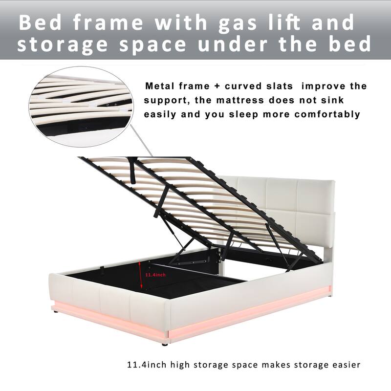 Full Size Tufted Upholstered Platform Bed with Hydraulic Storage System