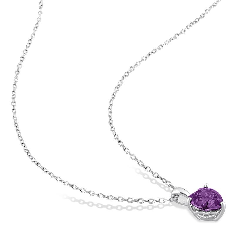 Miadora 6 4/5ct TGW Heart Simulated Alexandrite Set With Chain in Sterling Silver