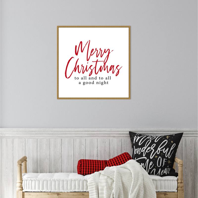 Merry Christmas to All Script by Amanti Art Portfolio Framed Canvas Wall Art