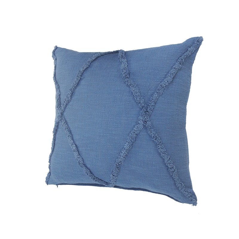 Solid Decorative Diamond Tufted Cotton Throw Pillow