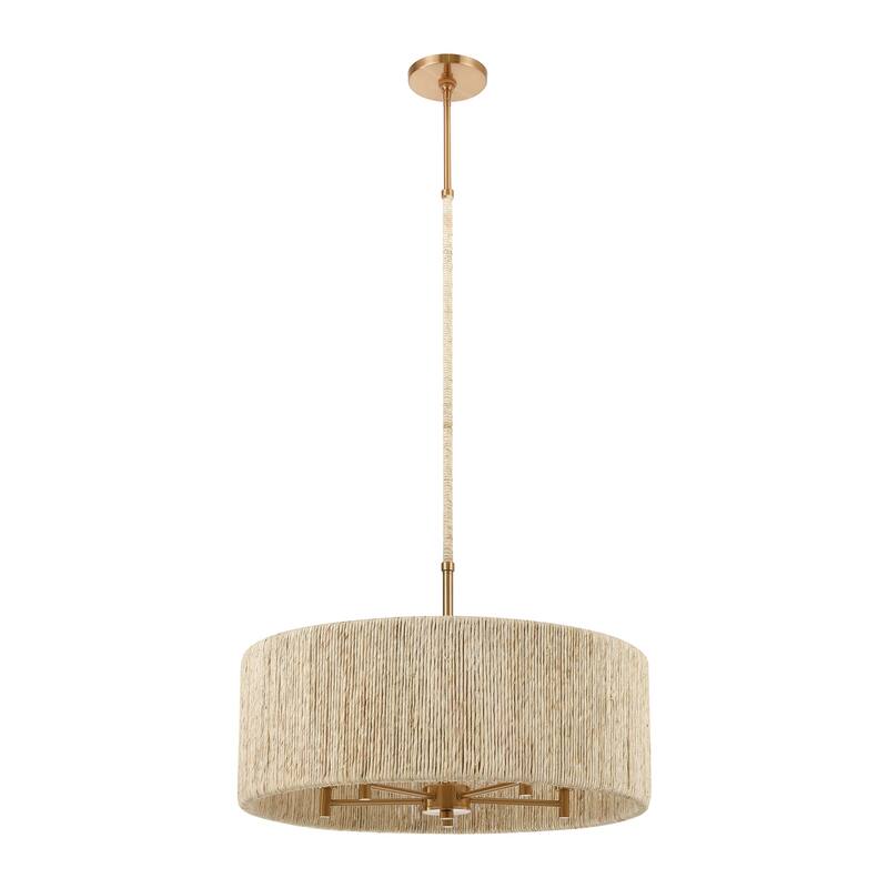 Abaca 24-inch Wide 5-Light Chandelier in Satin Brass