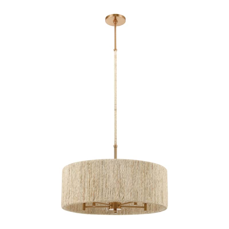 Abaca Rope Chandelier in Satin Brass
