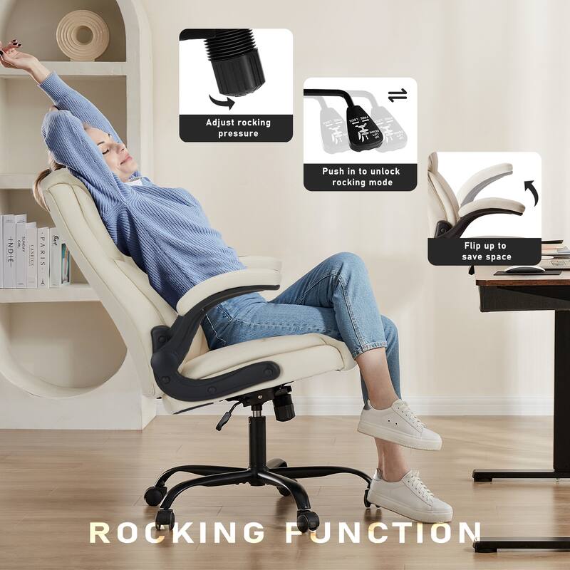 Office leather chair with adjustable armrests and lumbar pillows