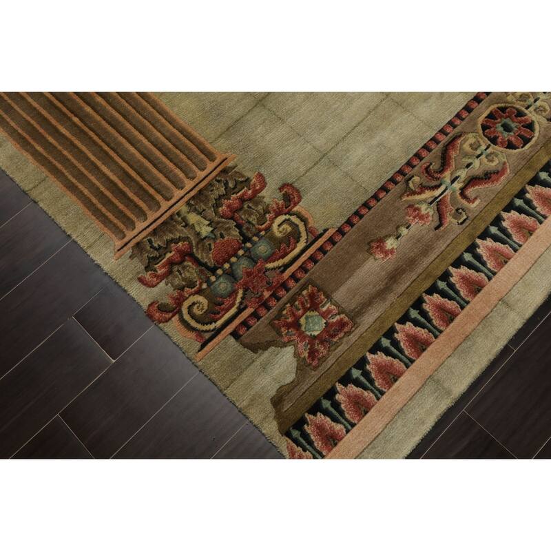6x8'10'' Hand Knotted New Zealand Wool Mint Plush Pile Tibetan Traditional Rug - 6' x 8' 10''
