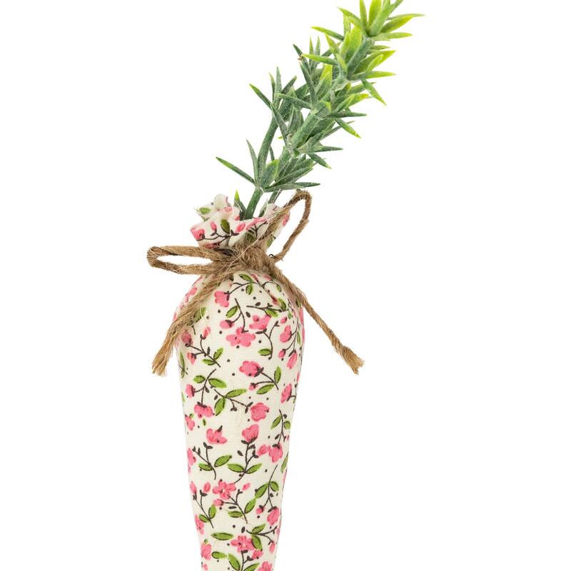 Fabric Carrot Easter Decorations - 9" - Green and Pink - Set of 5