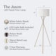 preview thumbnail 3 of 11, Brightech Jaxon 60 in. Antique Brass Tripod Super Bright LED Midcentury Modern Floor Lamp with White Fabric Drum Shade