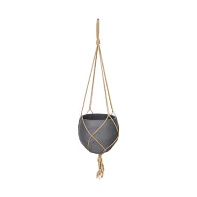 Last Chance Small Hanging Pot With Netting, Charcoal Grey