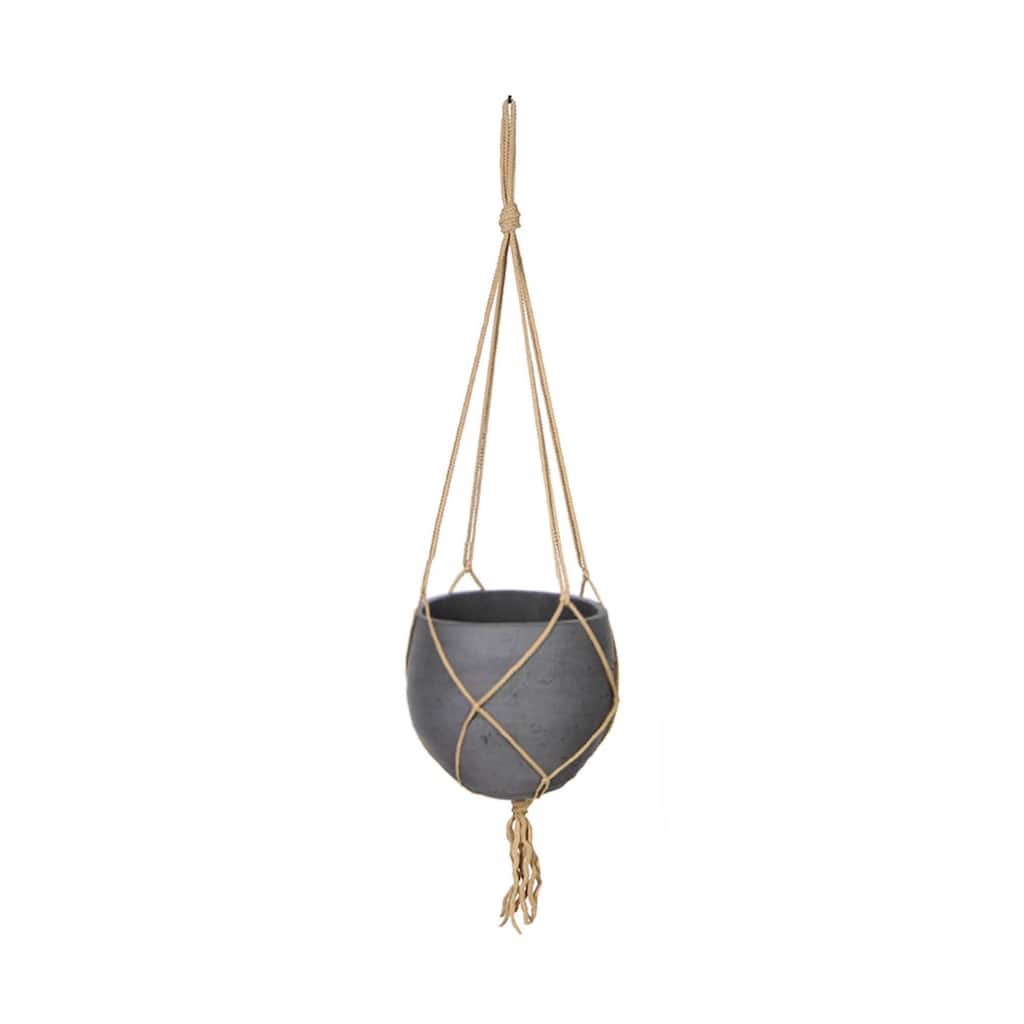 Last Chance Small Hanging Pot With Netting, Charcoal Grey