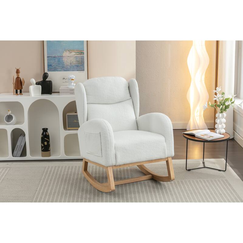 Ivory 38" High Back Rocking Chair with Pocket