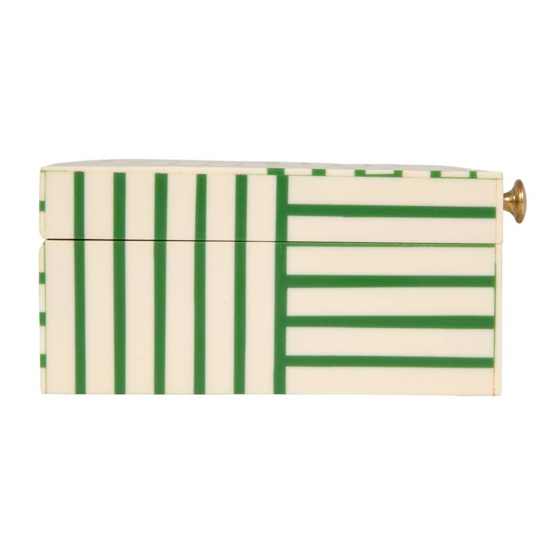 Resin Box with Striped Block Pattern and Gold Clasp