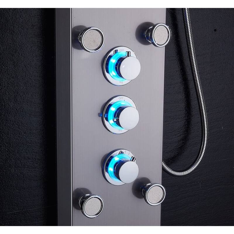 52 in. LED Shower Panel Tower System and Tub Spout in Brushed Nickel