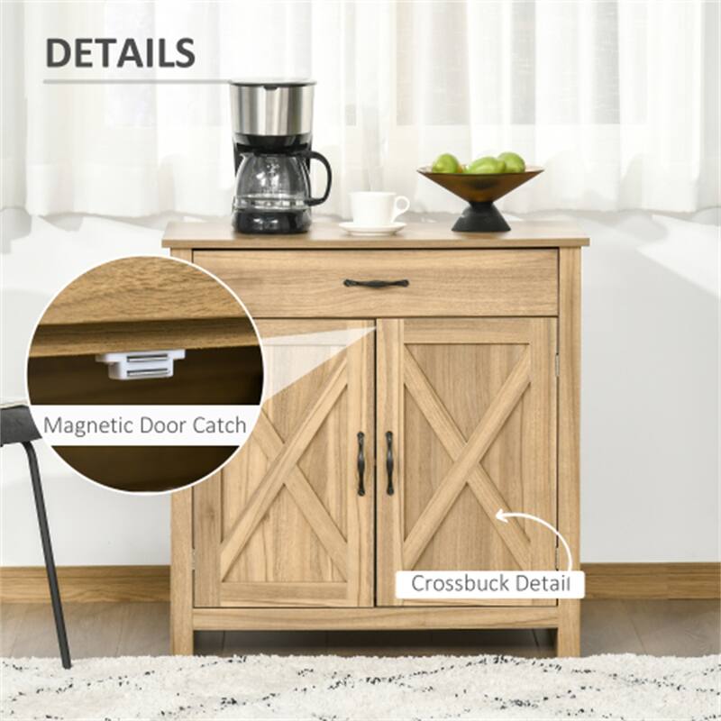 Rustic Farmhouse Accent Cabinet with Barn Doors and Adjustable Shelf in Natural Wood Finish - 31.5" W × 15.75" D × 31.5" H
