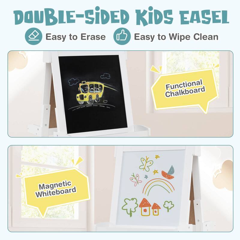 Costway Foldable Easel for Kids 3-in-1 Double-sided Art Easel with - See Details