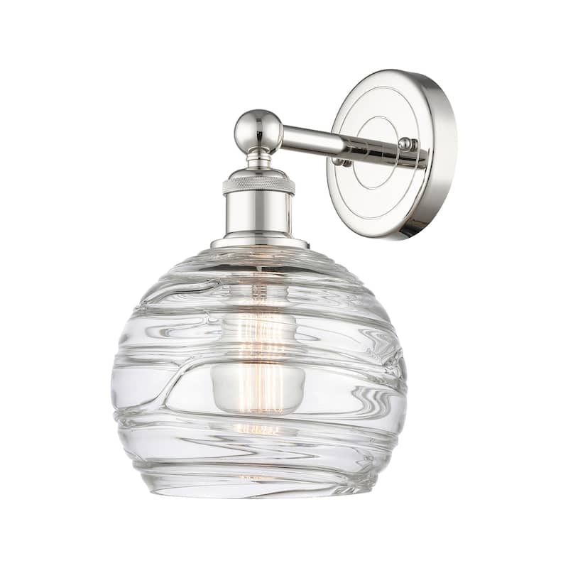 Innovations Lighting Athens Deco Swirl - 1 Light 8" Sconce - Polished Nickel/Clear Deco Swirl
