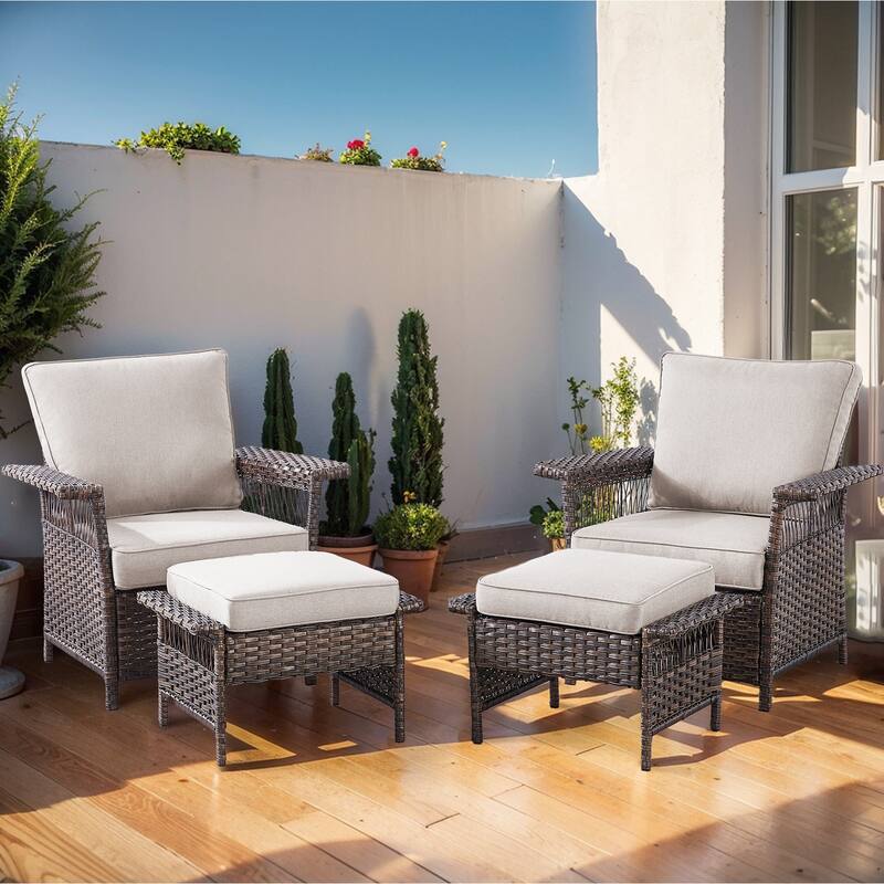 Gymojoy Patio Furniture Set with Professional Outdoor Cushions - 4-Piece included Club Chair - Beige