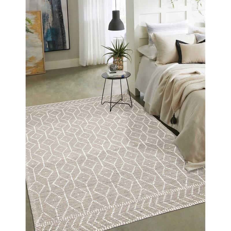 ECARPETGALLERY Braid weave Sienna Grey Wool Rug - 5'0 x 8'0