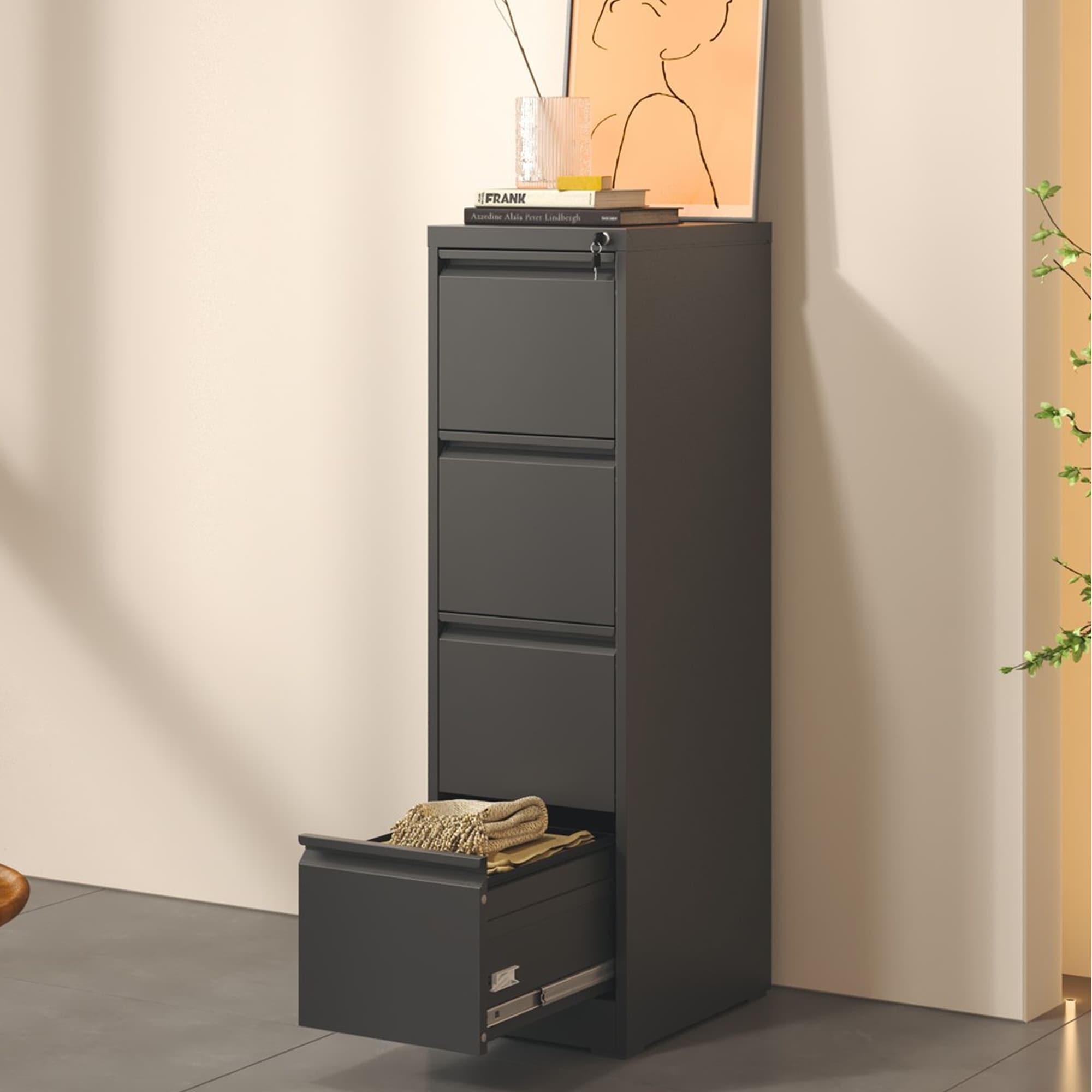 4 Drawer Metal Vertical File Cabinet with Lock