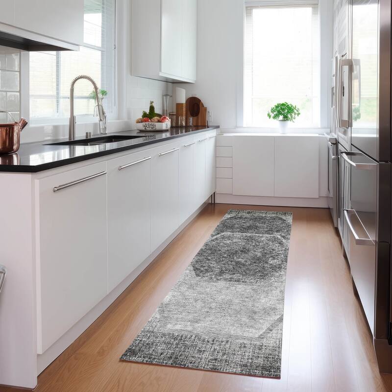 Machine Washable Indoor/ Outdoor Chantille Modern Boho Rug - Gray - 2'3" x 7'6"