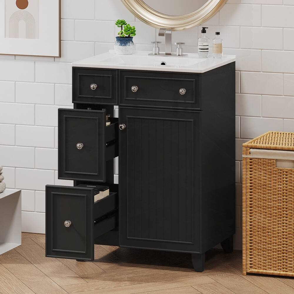 24-Inch Bathroom Vanity Cabinet with Ceramic Sink