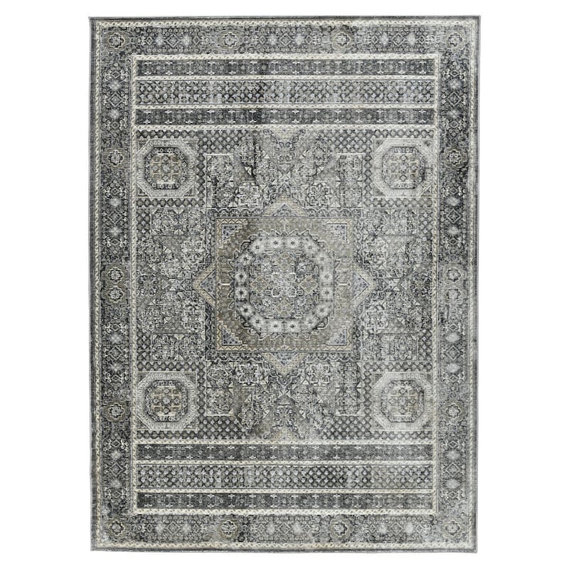 HomeRoots Medallion Transitional Runner Area Rug - 94.00 in. x 30.00 in. x 0.30 in.