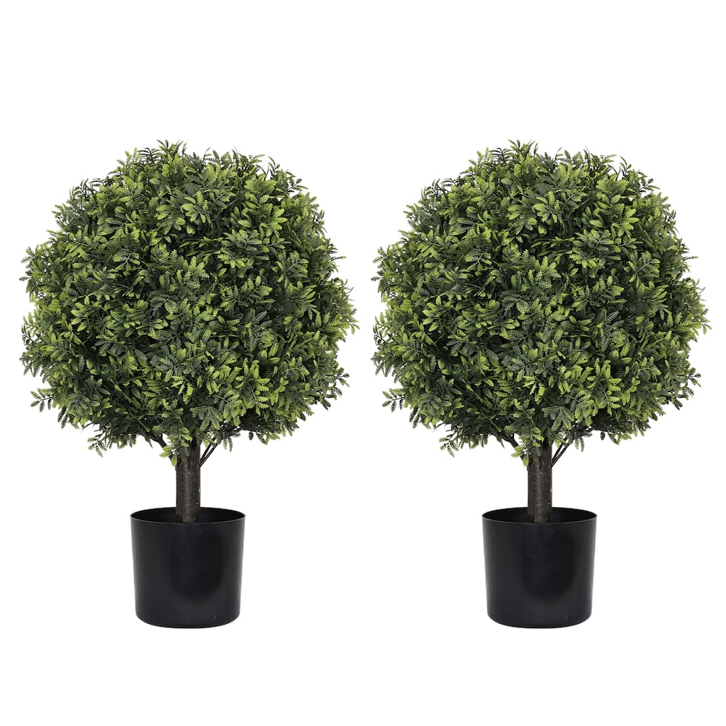 2-Pack 22in Artificial Boxwood Ball Topiary Trees