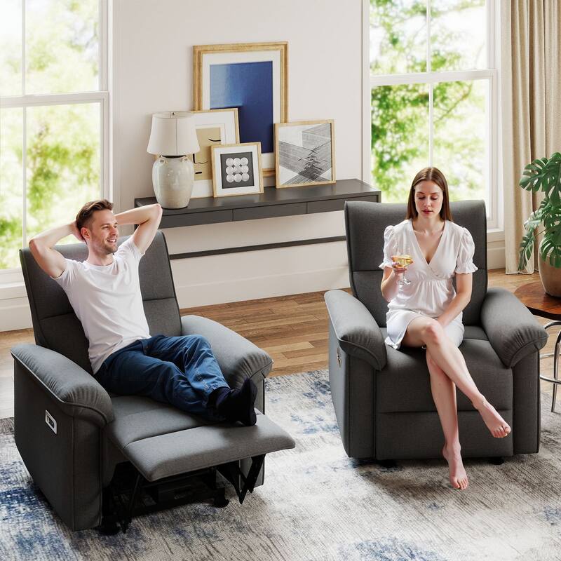 Wall Hugger Recliner,Zero Wall Power Recliner Chair,Electric Recliner for Living Room,Fabric Reclining Armchair,USB Port(Type-C)