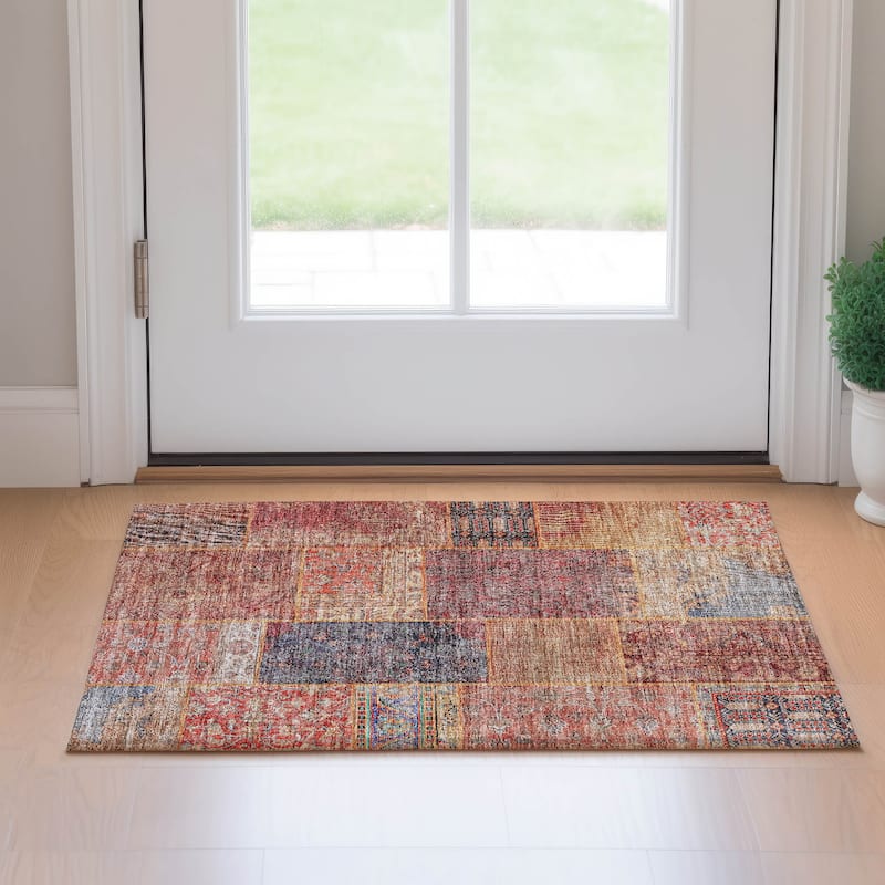 Premium Washable Super Soft Boho Patches Mayfield Rug - Red - 1' 8" x 2' 6" - Rectangle