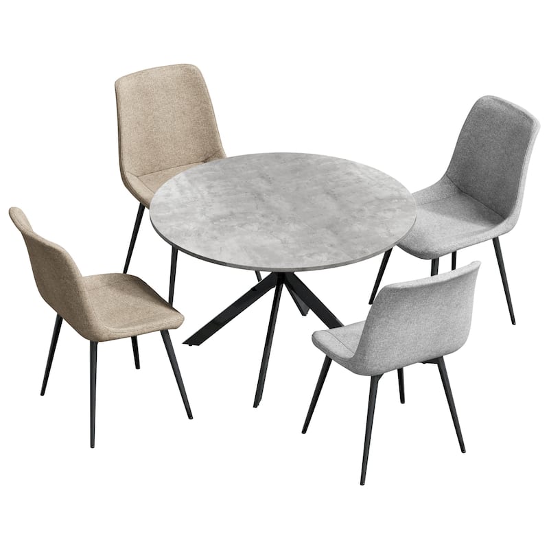 EROMMY Space-Saving 47.2" Round Dining Table Set for 4 - Ideal Small Kitchen & Dining Room Furniture, Includes 4 Chairs