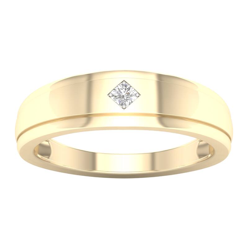 1/20ct TDW Diamond Wedding Band in 10K Gold for Men - 11 - Yellow