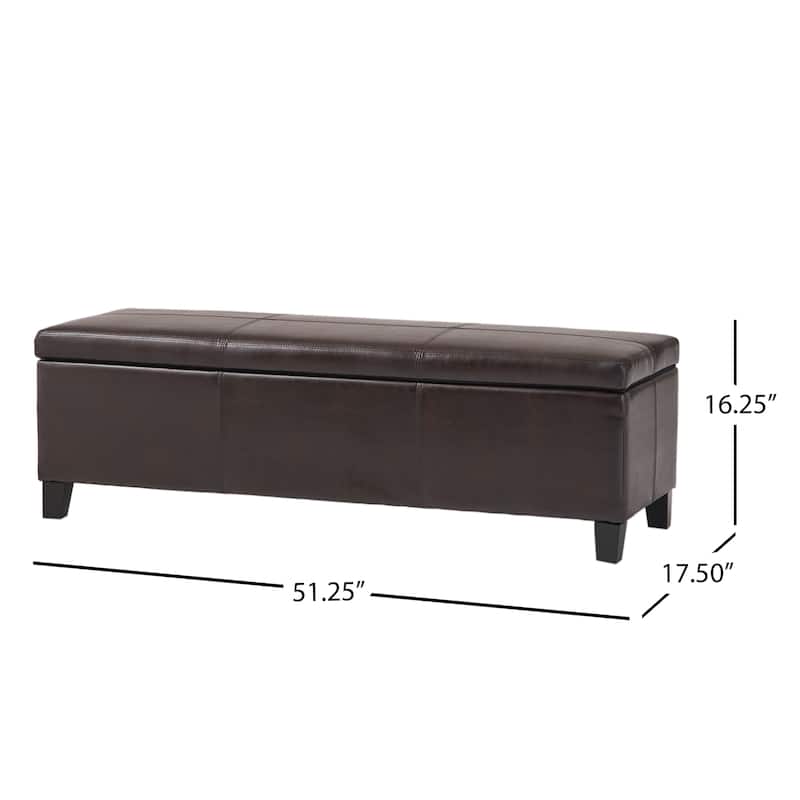 Leather Upholstered Storage Bench Indoor Bench, Ottoman Bench Makeup Bench with Safety Hinges for Mudroom Bedroom