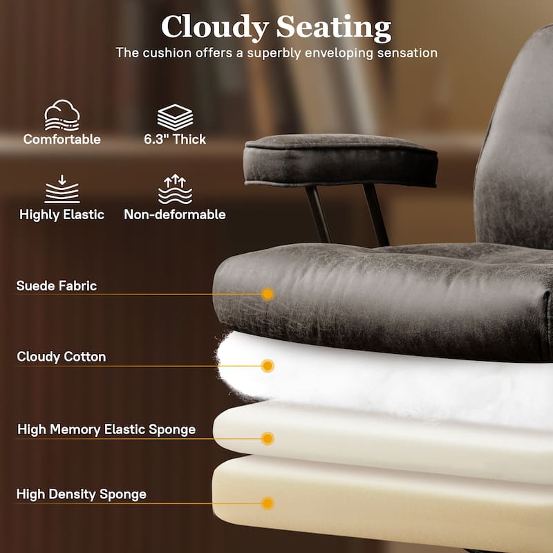 OVIOS Suede Fabric Ergonomic Lumbar Support Office Chair Desk Chair