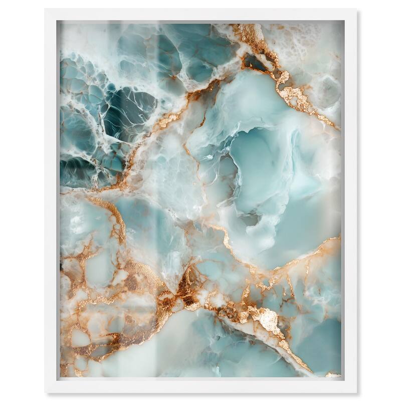 Teal Marble Majesty Shadowbox by Art Remedy - White - 16" x 20"